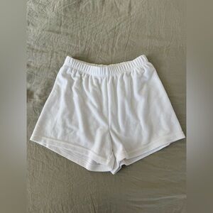 Aritzia TNA White Towel/Terry Sweatshorts